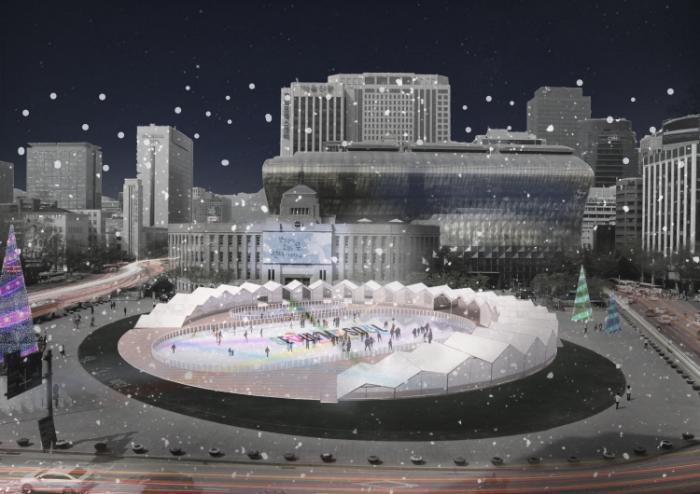 Winter Evenings at Seoul Plaza Ice Skating in the Heart of the City